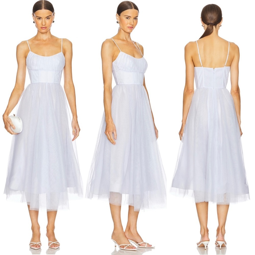 ZIMMERMANN Tulle Corset Bustier Sleeveless Cocktail Midi Dress Size Large 3 NEW - Picture 4 of 16